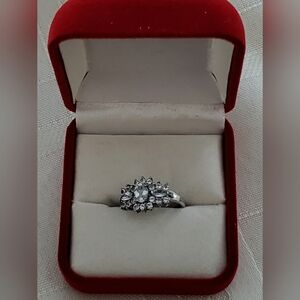 Elegant .925 Sterling Silver, .87 Ct Aquamarine/Blue Topaz Ring